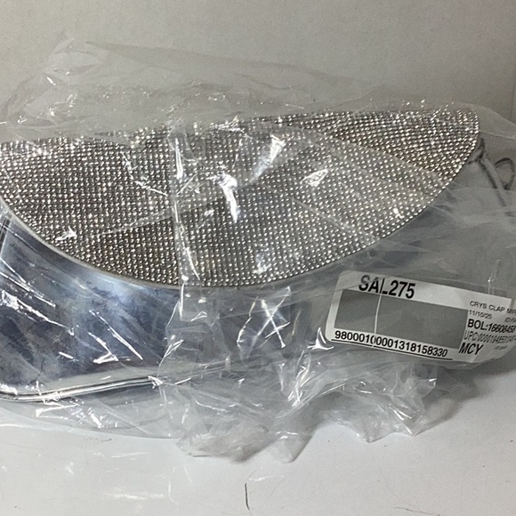 ORCHID CRYSTAL FLAP MIRROR METALLIC PATENT CLUTCH BAG - Picture 6 of 10